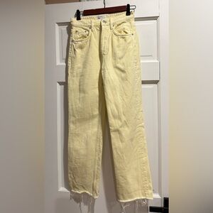 Zara straight leg raw hem yellow
